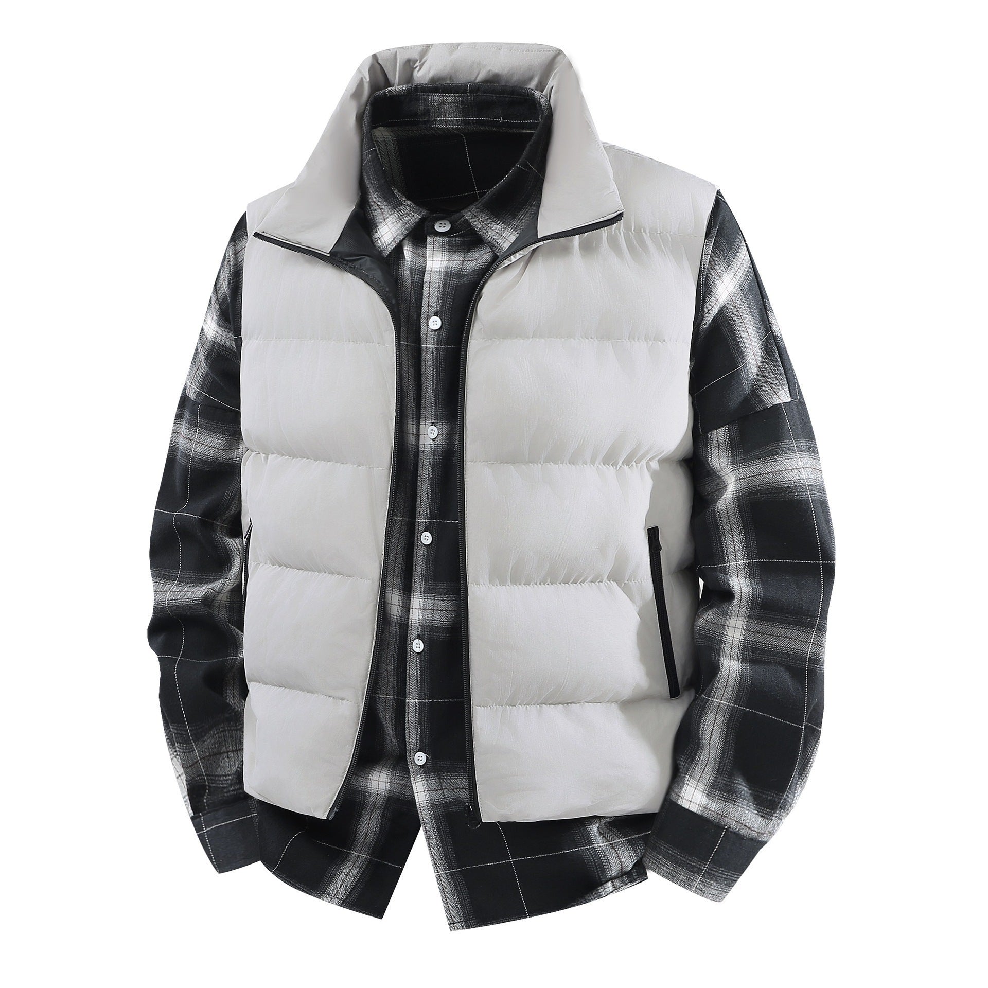 Men's Plus Size Loose Leisure Warm Stand Collar Vest Coat
