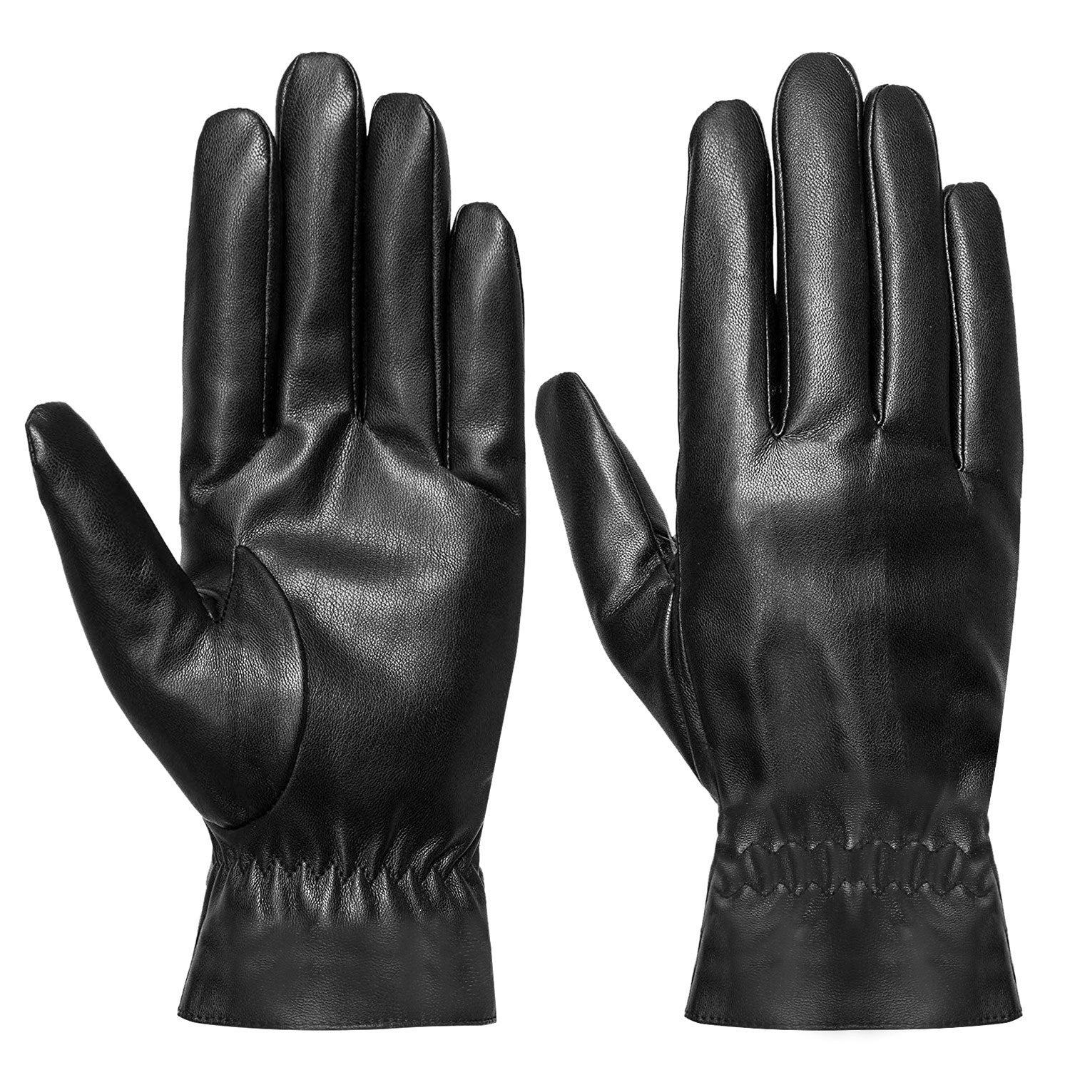 1Pair Unisex Leather Winter Warm Gloves Outdoor Windproof Soft Gloves Cycling Skiing Running Cold Winter Gloves