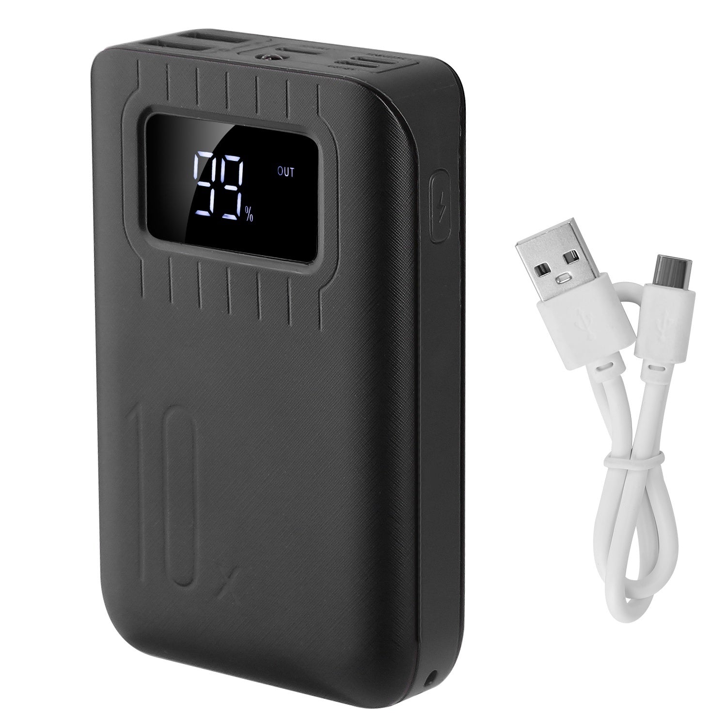 1Pc 1W MAh Portable Power Bank External Battery Pack Charger Dual USB Charge Interface With LCD Display Flashlight Type C Micro USB Lightning Input