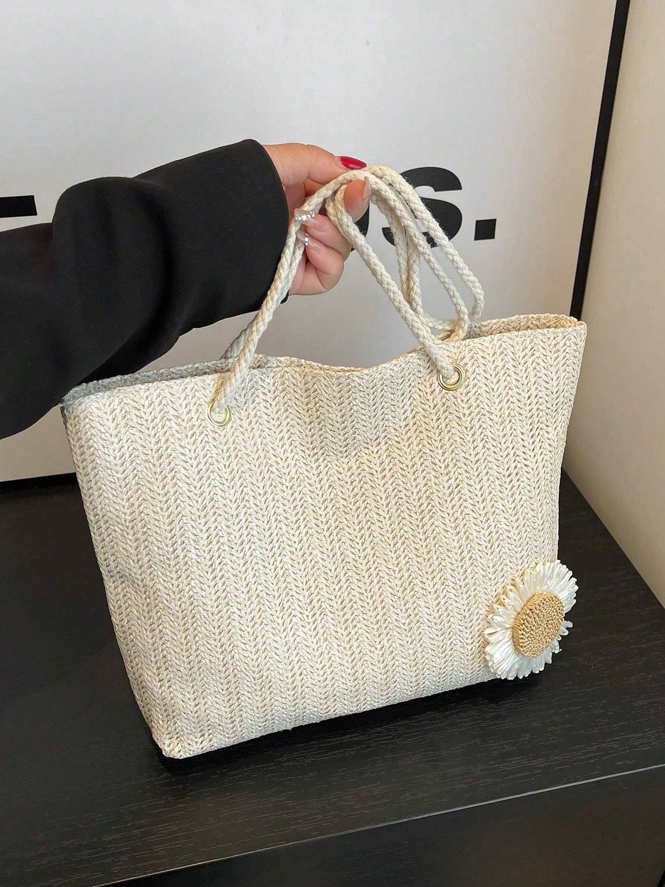 Women's Large Capacity Shoulder Bag New Style Fashion Korean Style Woven Handbag Student Tote Bag