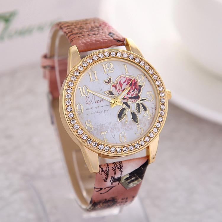Chinese style flower pattern ladies quartz watch
