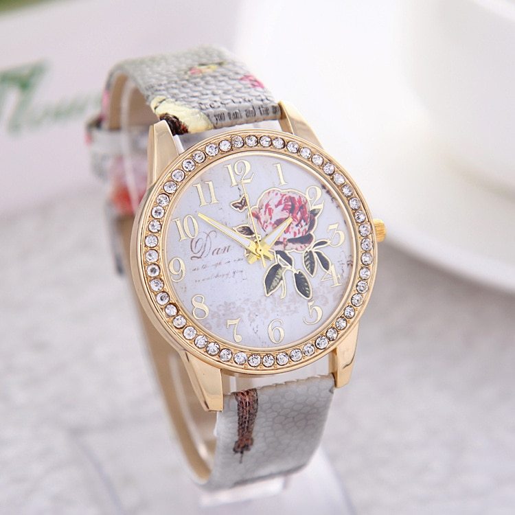 Chinese style flower pattern ladies quartz watch