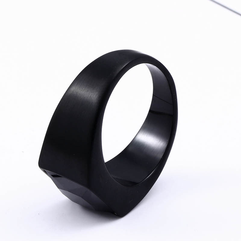 Korean Style Simple Gemstone Stainless Steel Ring