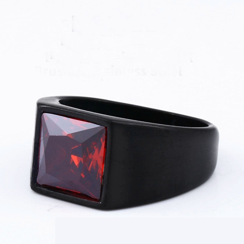 Korean Style Simple Gemstone Stainless Steel Ring