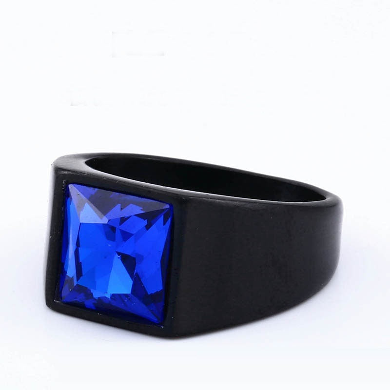Korean Style Simple Gemstone Stainless Steel Ring