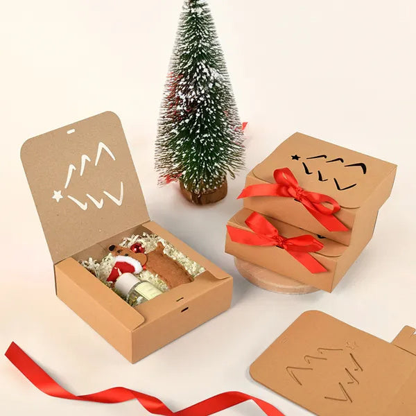 10 Pcs Christmas Gift Boxes With Lids And Red Ribbon Hollow Christmas Tree Beautiful Assorted Boxes Xmas Holiday Gift Wrap Boxes For Xmas Birthday Wedding Holiday Parties