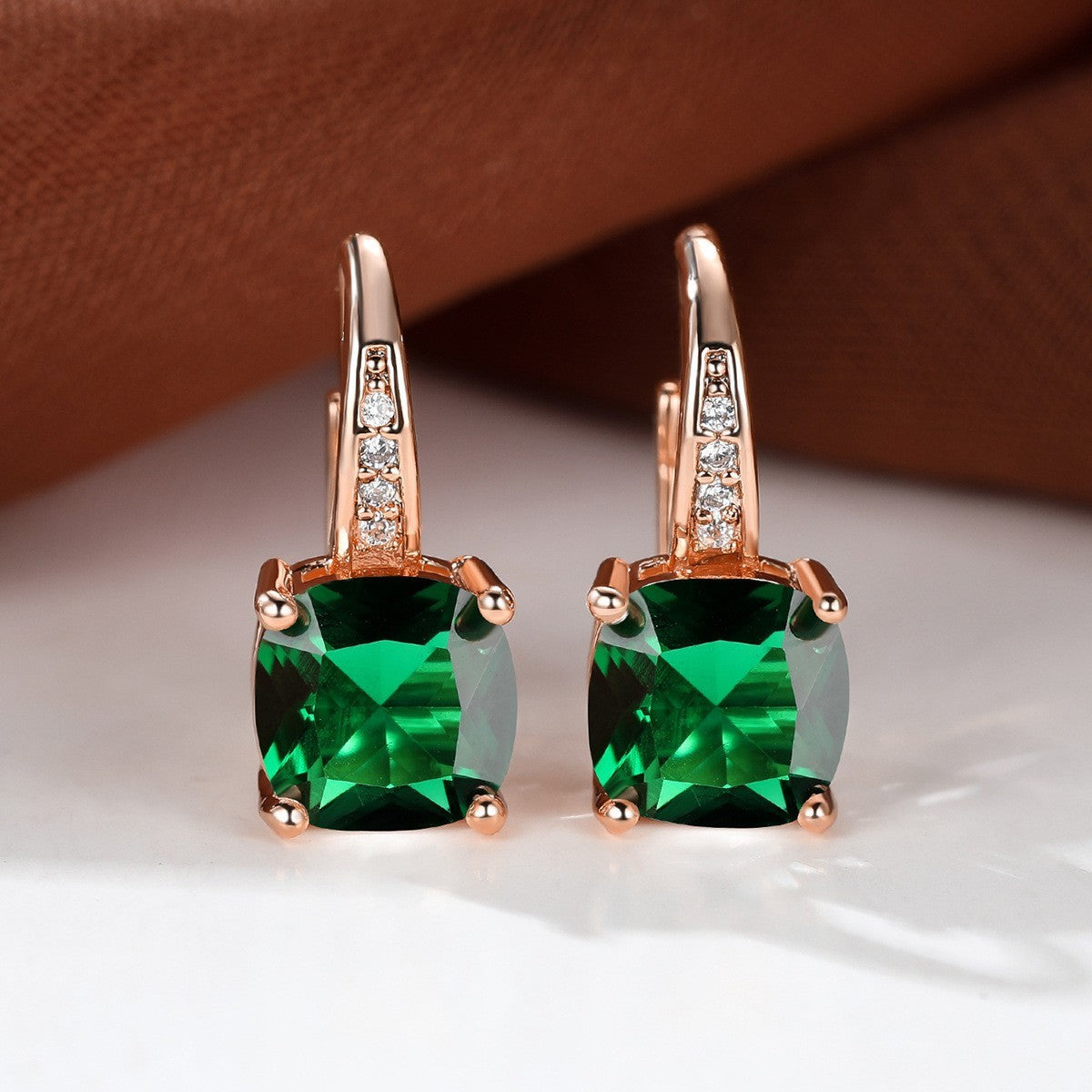 Square Zircon Inlaid Ear Hook Korean Style Fashion All-matching