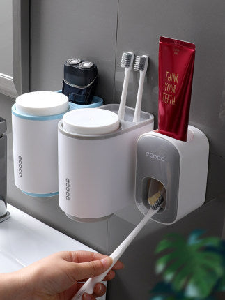 Automatic Toothpaste Dispenser - Wall Mount Bathroom Organizer Set