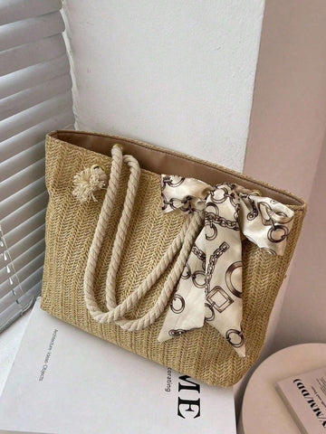 Large-capacity Tote Bag New Fashion Handbag One-shoulder Underarm Bag Straw Casual