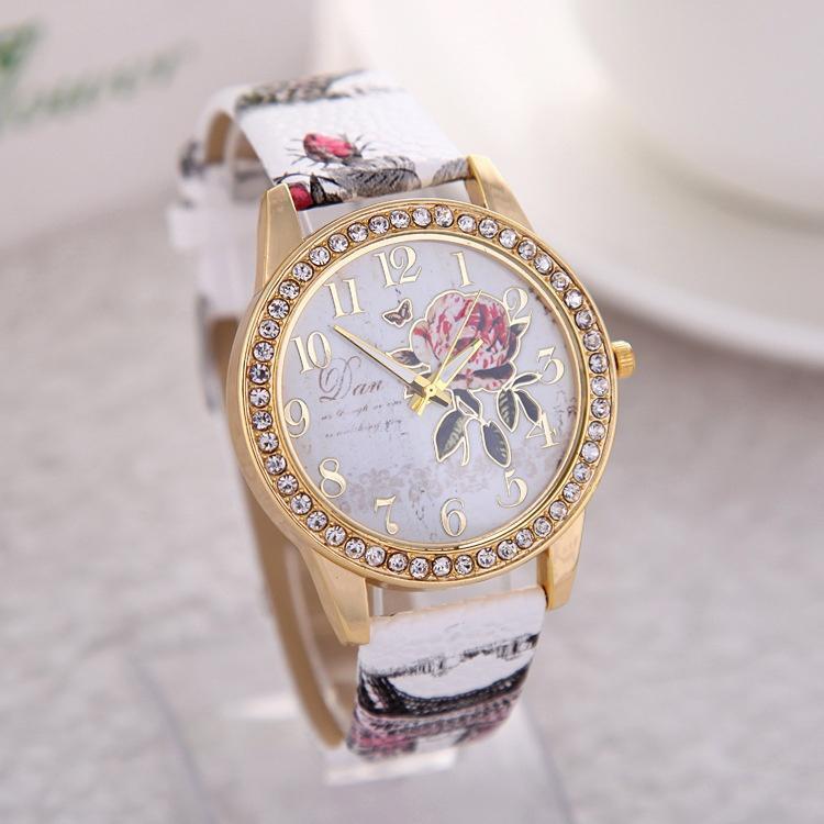 Chinese style flower pattern ladies quartz watch