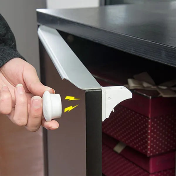 4Pcs Magnetic Cabinet Locks Child Safety Drawer Locks Adhesive Baby