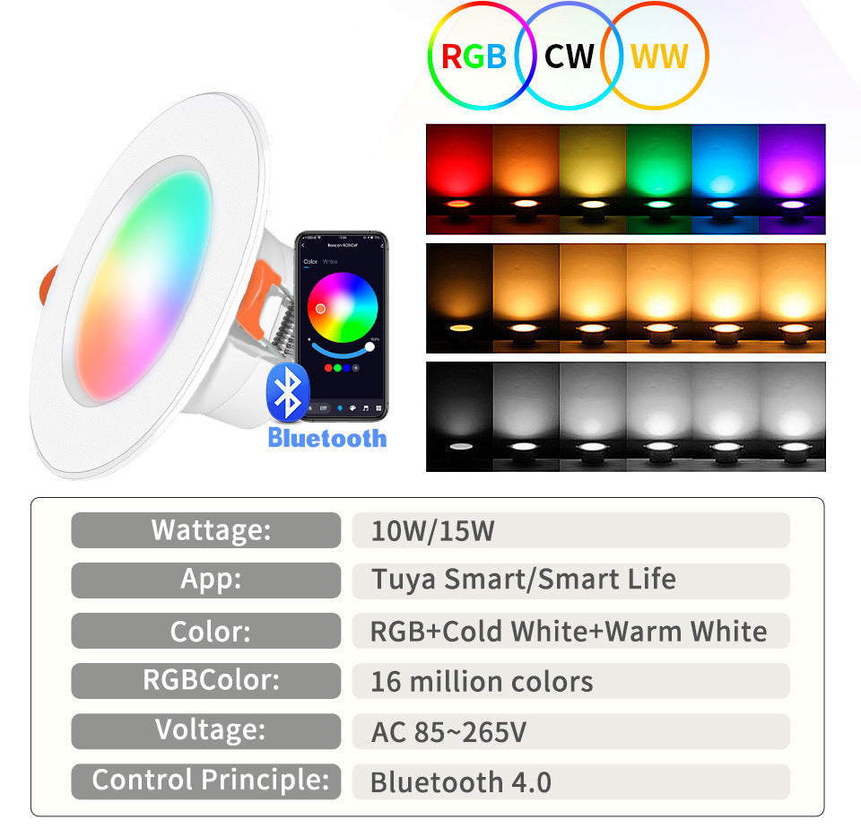 Graffiti Bluetooth Smart Downlight Voice Control Full Color Dimming Speaker Five-way Light