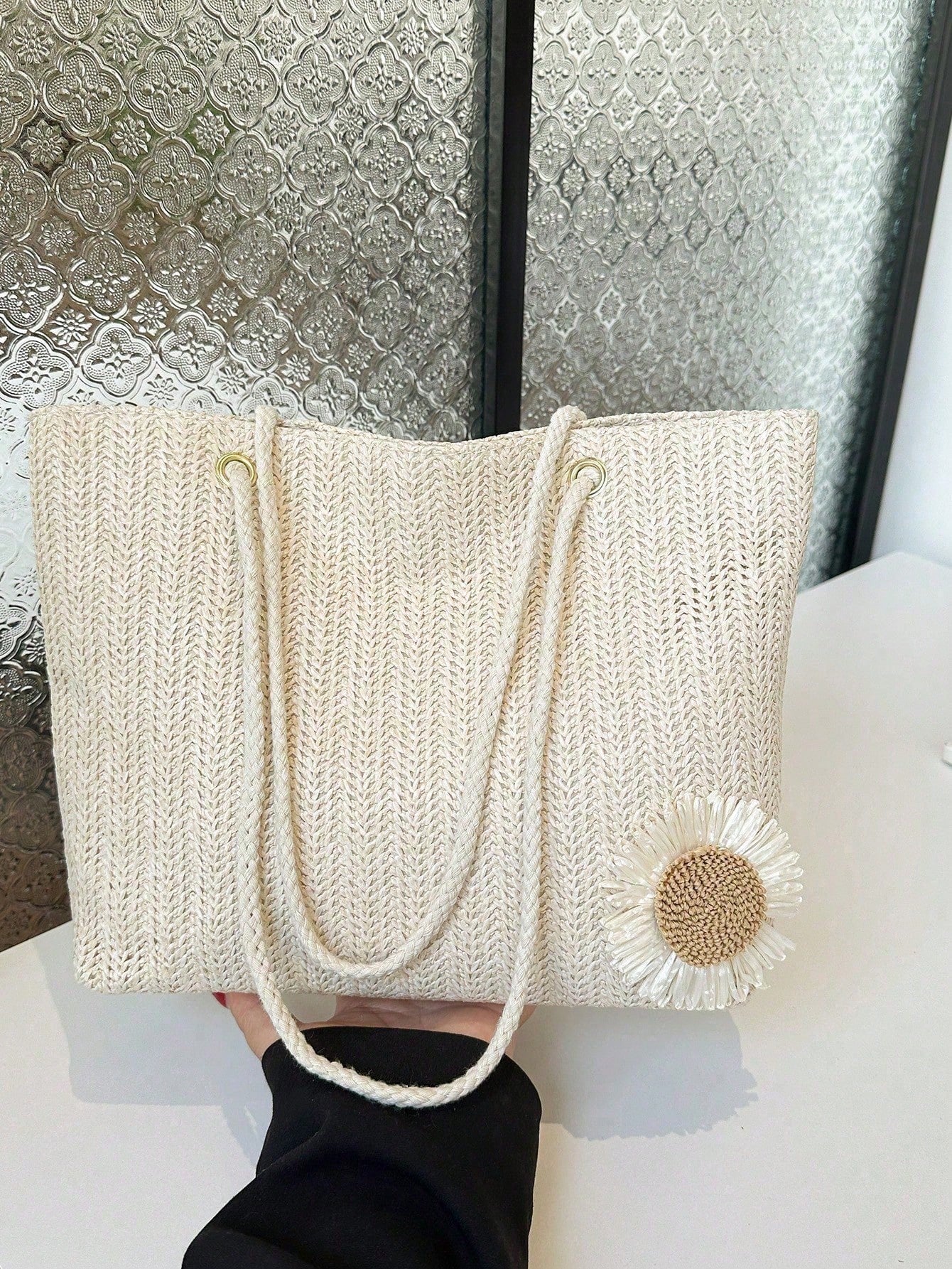 Women's Large Capacity Shoulder Bag New Style Fashion Korean Style Woven Handbag Student Tote Bag