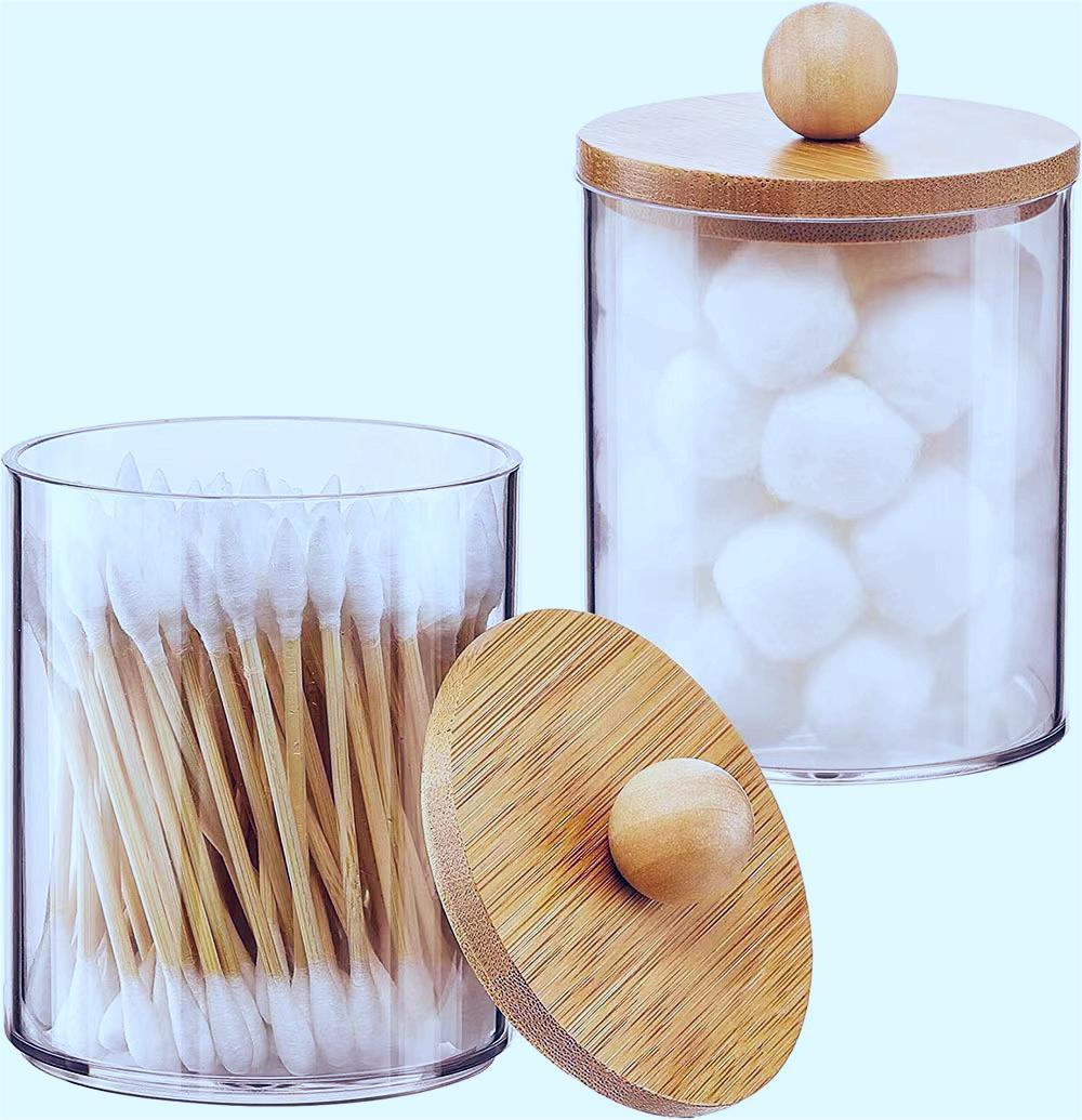 Cotton Swab Storage Box Acrylic Portable Round Container