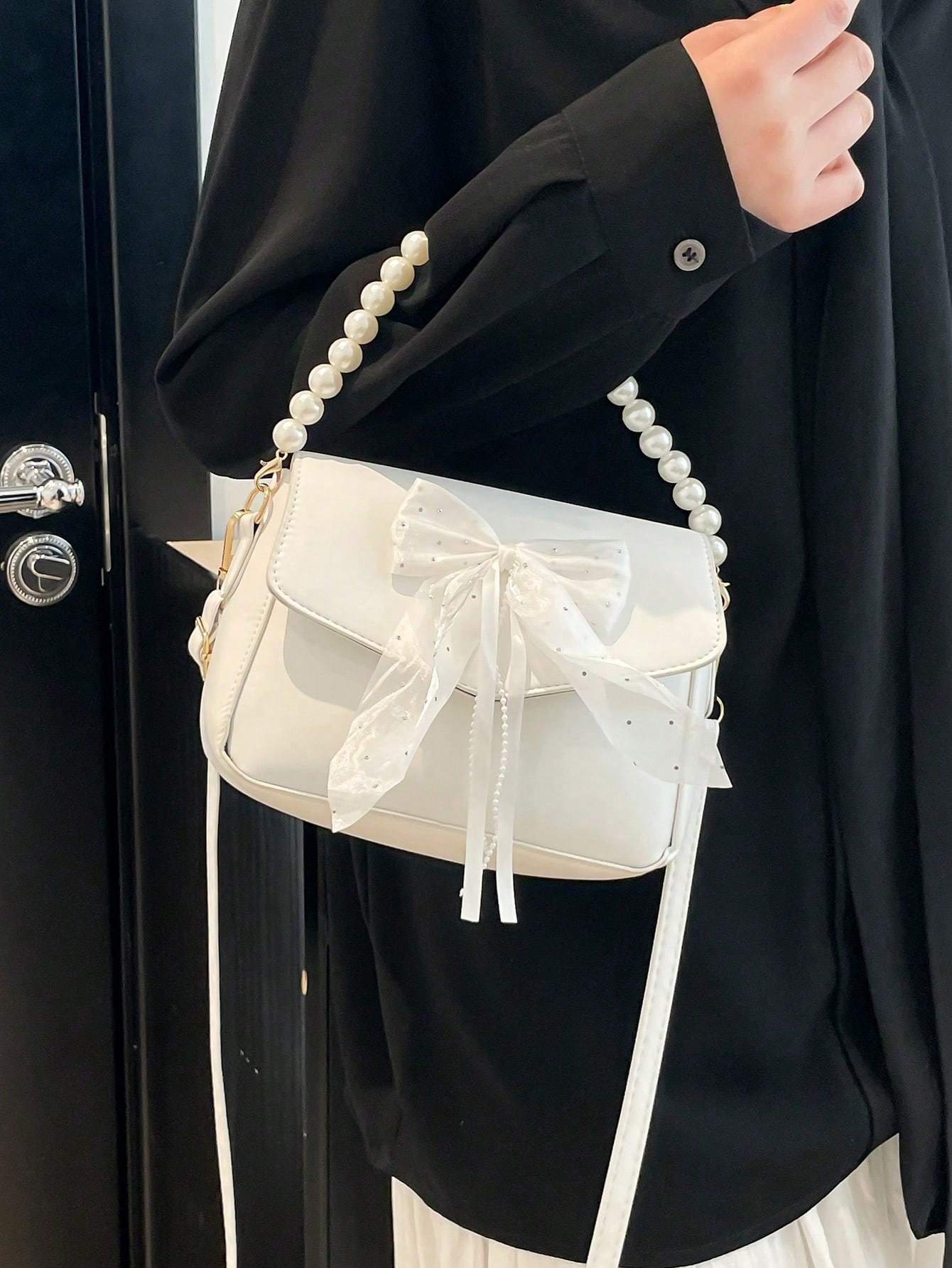 Bowknot Lace Pearl Handbag Fashion Bag Women's Shoulder Crossbody Bag
