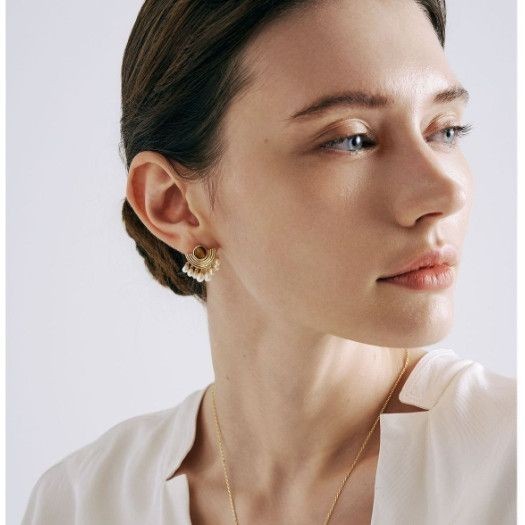 Stud Earrings Female Pearl Scallop Tassel