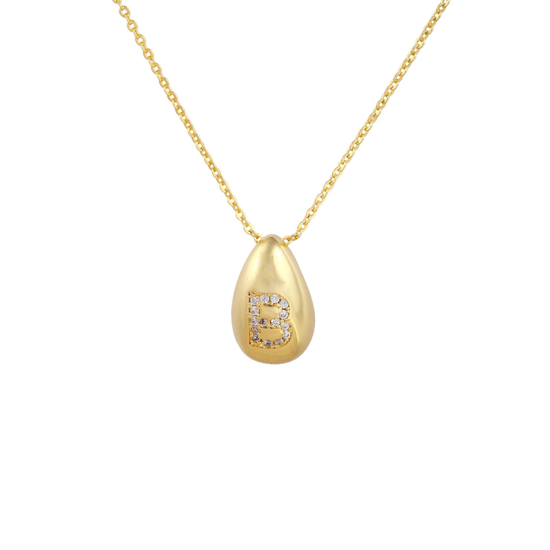 Glossy Water Drop 26 English Letter Pendant Copper-plated Gold Simple Pendant Female