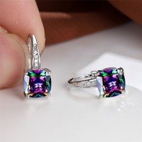 Square Zircon Inlaid Ear Hook Korean Style Fashion All-matching