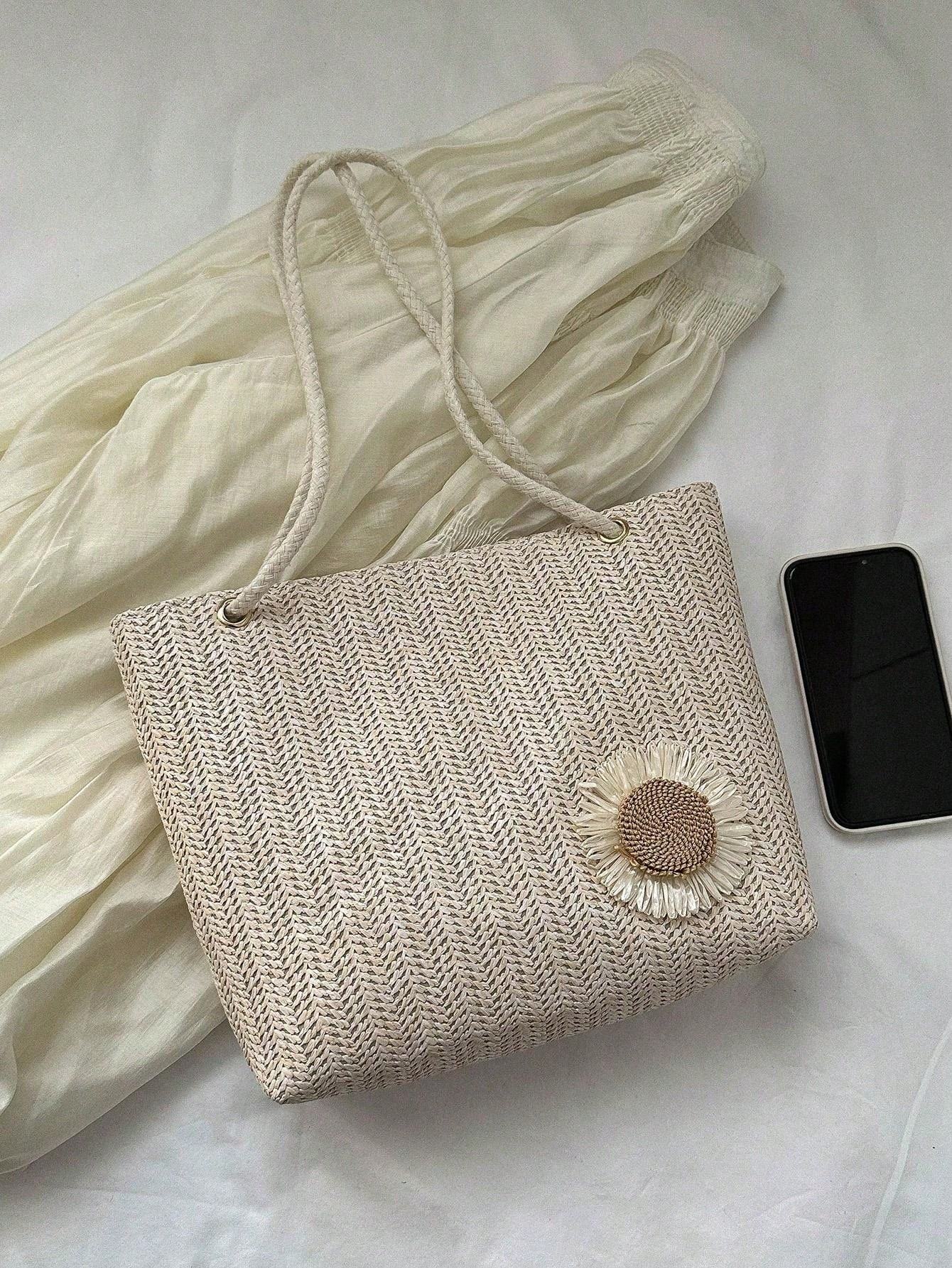 Women's Large Capacity Shoulder Bag New Style Fashion Korean Style Woven Handbag Student Tote Bag