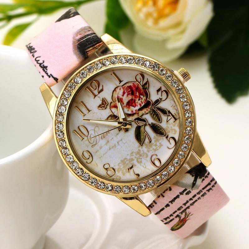 Chinese style flower pattern ladies quartz watch
