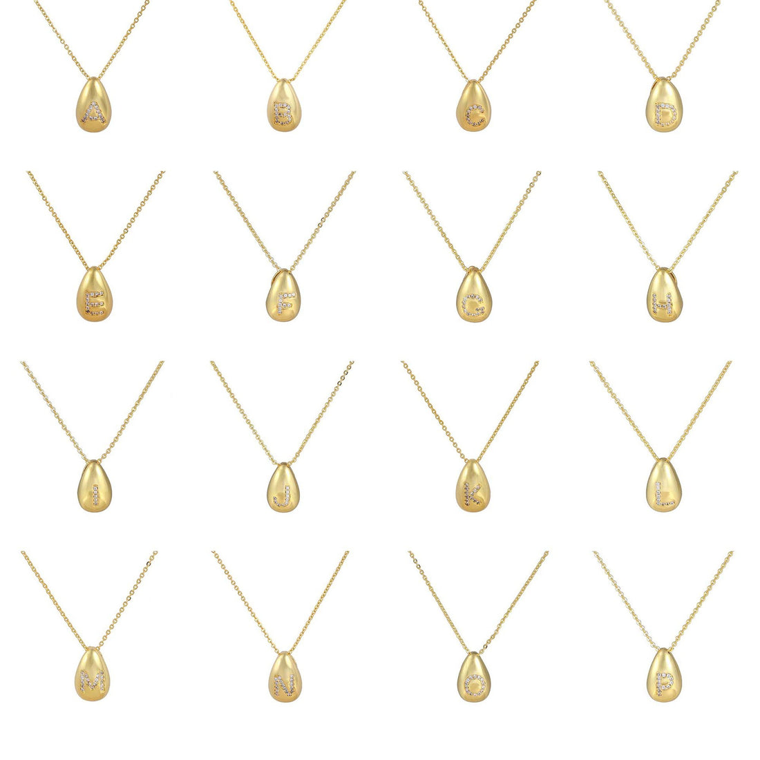 Glossy Water Drop 26 English Letter Pendant Copper-plated Gold Simple Pendant Female