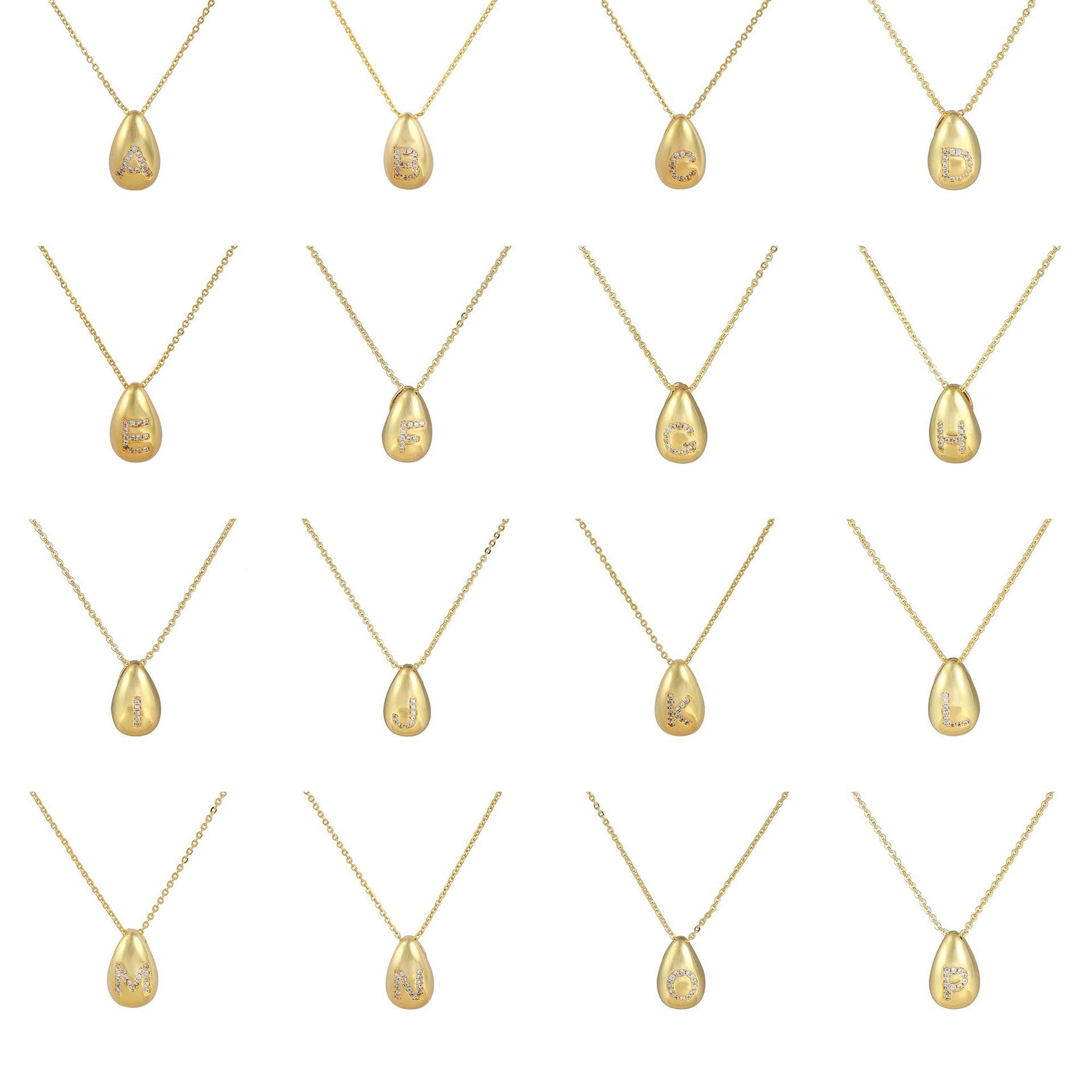 Glossy Water Drop 26 English Letter Pendant Copper-plated Gold Simple Pendant Female