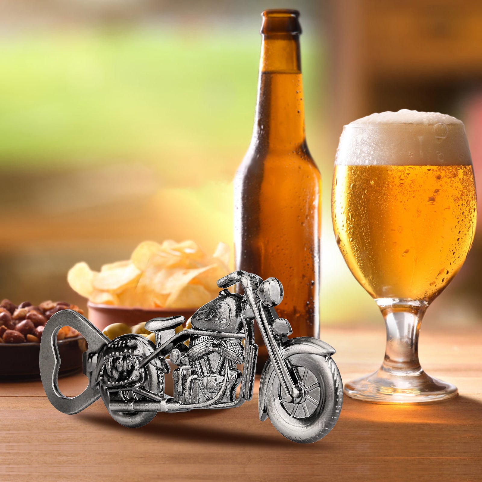 Old Style Motorcycle Beer Bottle Opener Black Gift Box With Greeting Card, Exclusive Gift For Motorcycle Enthusiasts, Bar Tool For Beer Enthusiasts, Ideal Choice For Home And Bar Use