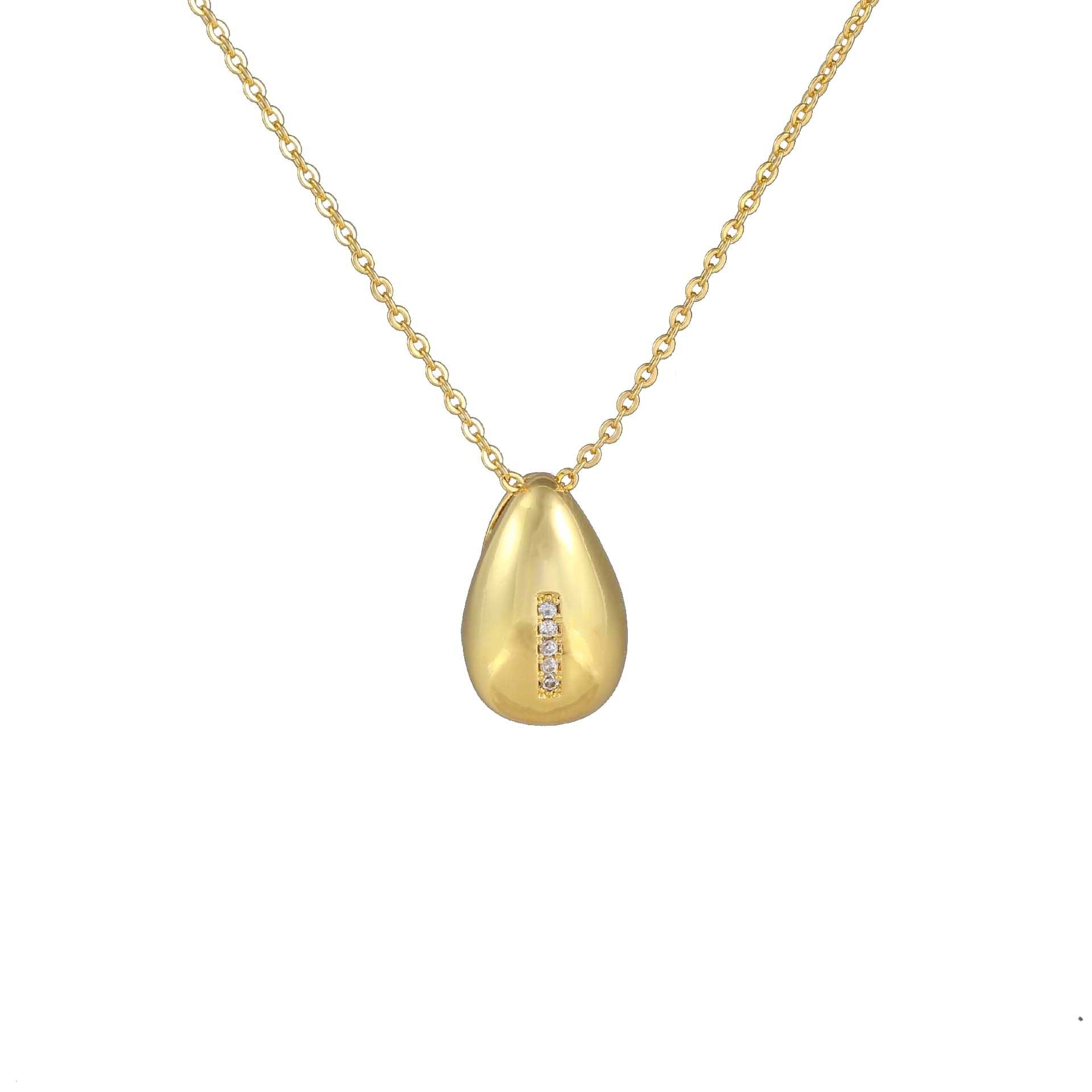 Glossy Water Drop 26 English Letter Pendant Copper-plated Gold Simple Pendant Female