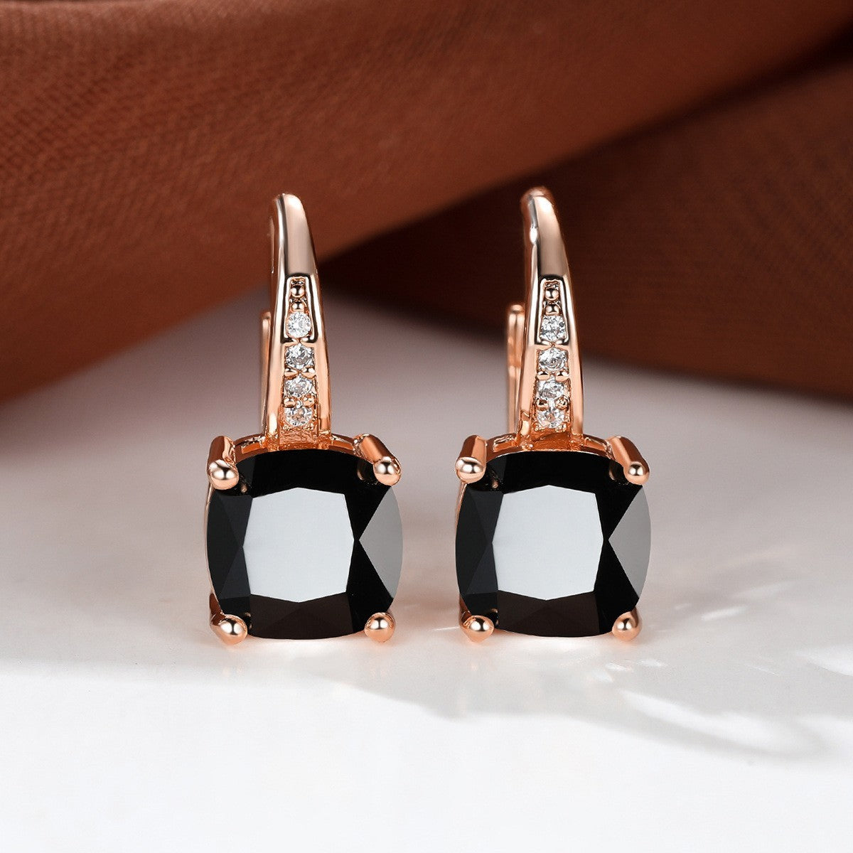 Square Zircon Inlaid Ear Hook Korean Style Fashion All-matching