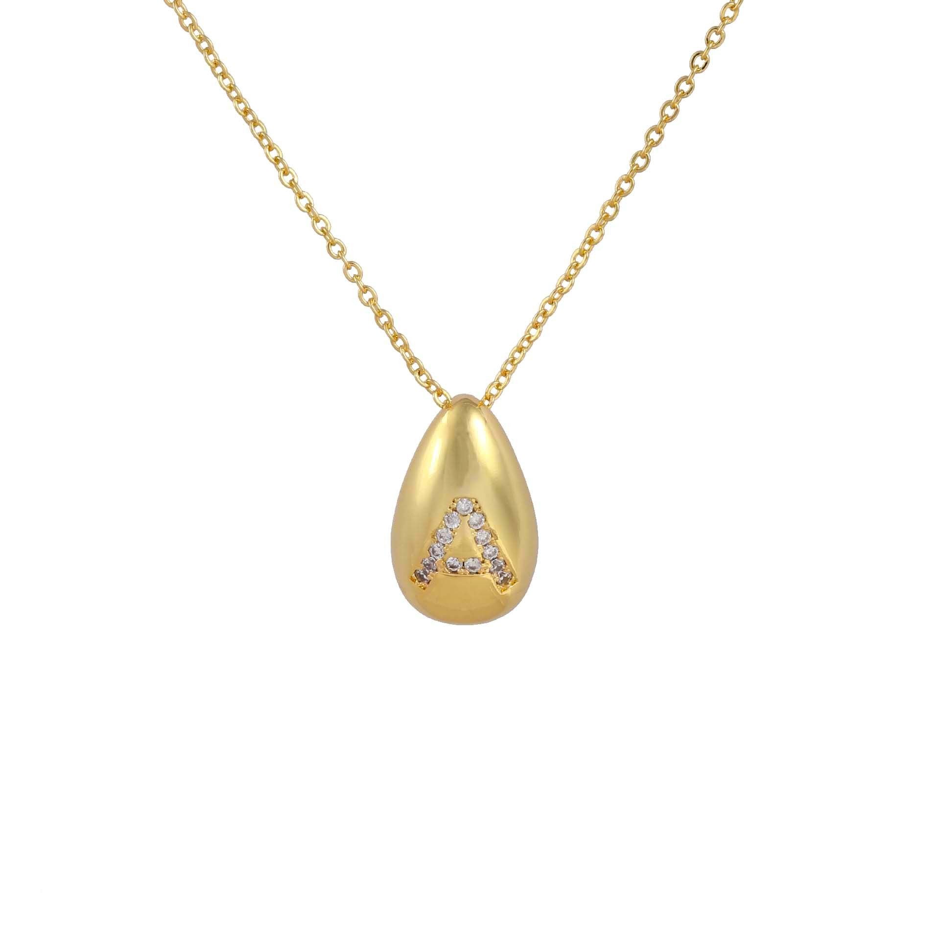 Glossy Water Drop 26 English Letter Pendant Copper-plated Gold Simple Pendant Female