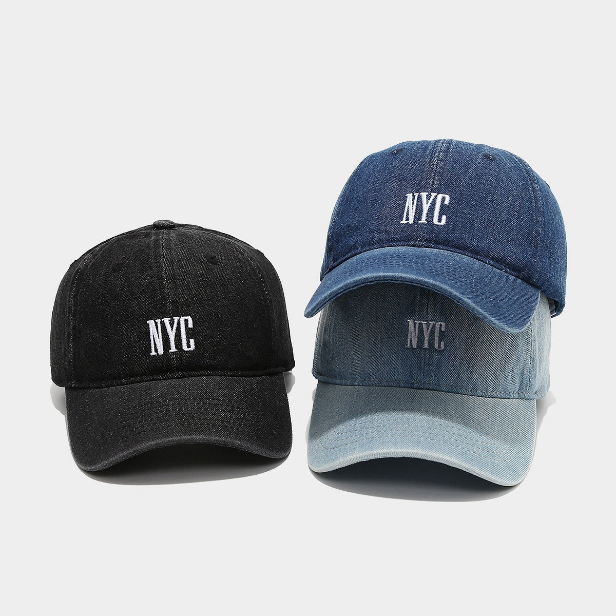 American Retro Denim Alphabet Peaked Cap