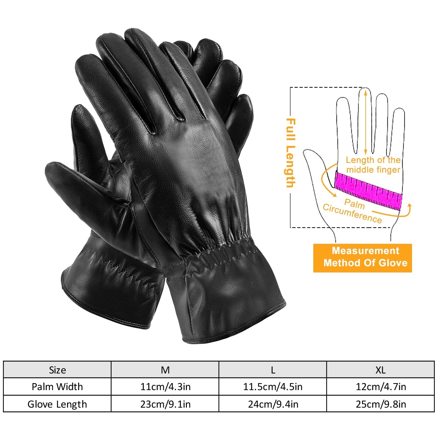 1Pair Unisex Leather Winter Warm Gloves Outdoor Windproof Soft Gloves Cycling Skiing Running Cold Winter Gloves