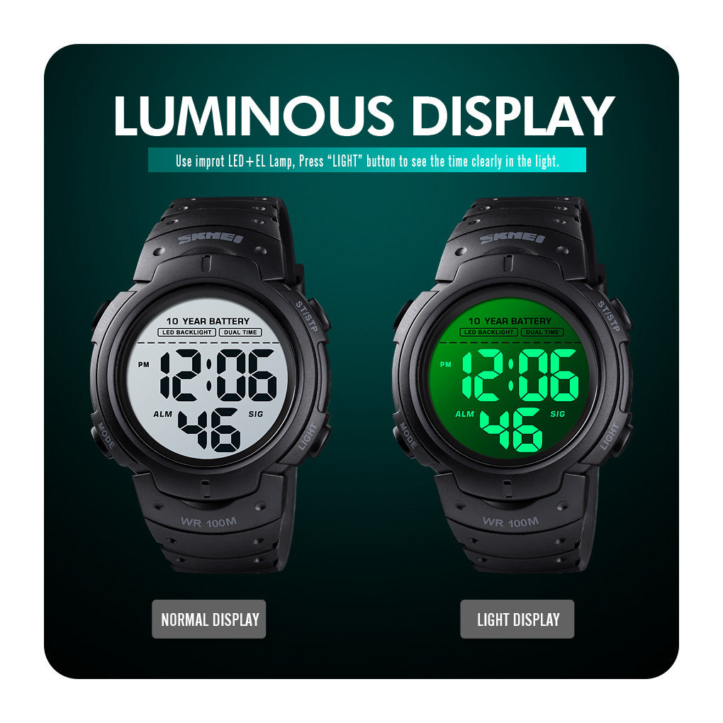 Men's Waterproof Outdoor Sports Multifunctional Luminous Led Electronic Watch