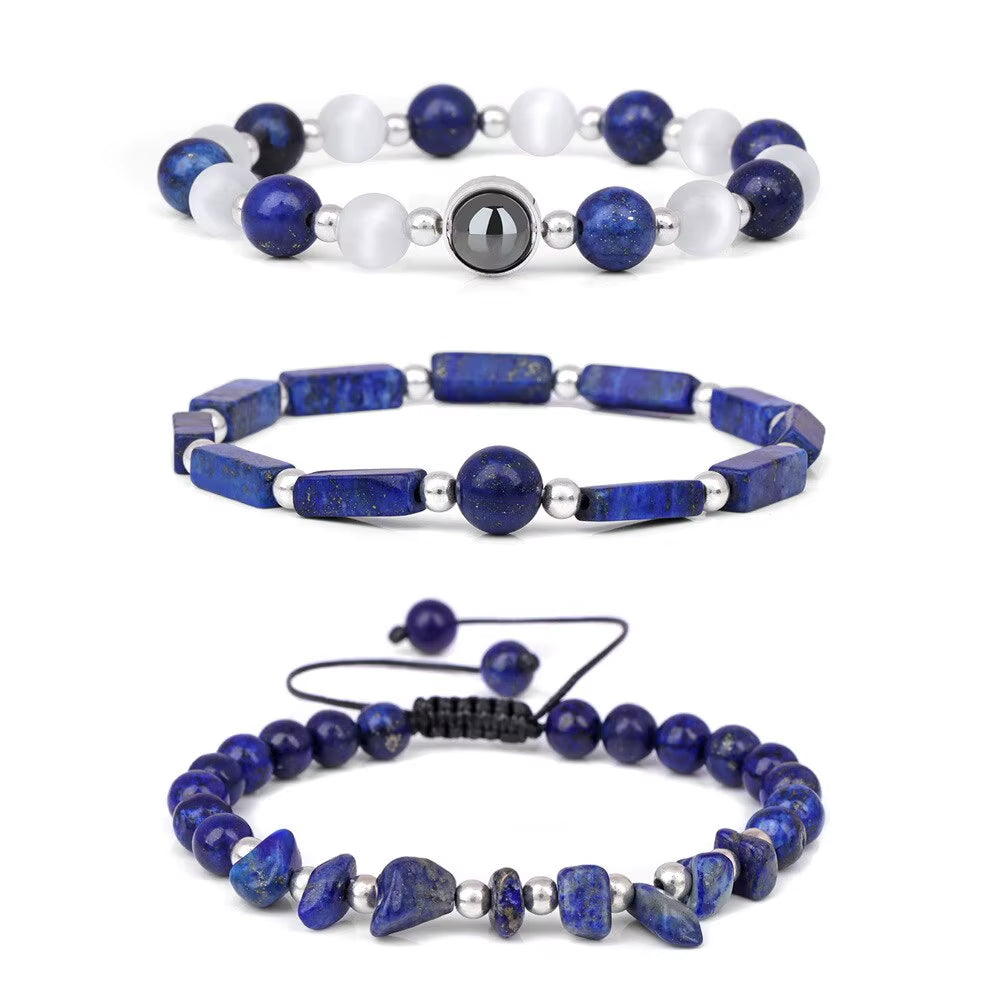3Pcs/Set Body-Purifying Amethyst Bracelet for Weight Loss, Yoga, and Meditation - Healing Stone Jewelry for Women and Men