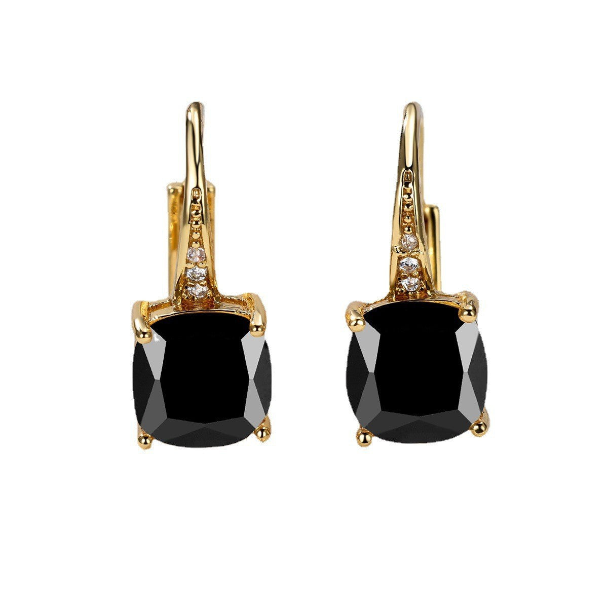 Square Zircon Inlaid Ear Hook Korean Style Fashion All-matching