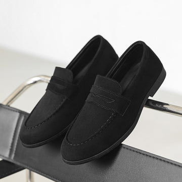 Square Toe Height Increasing Slip-on Loafers Men's Casual Shoes Platform