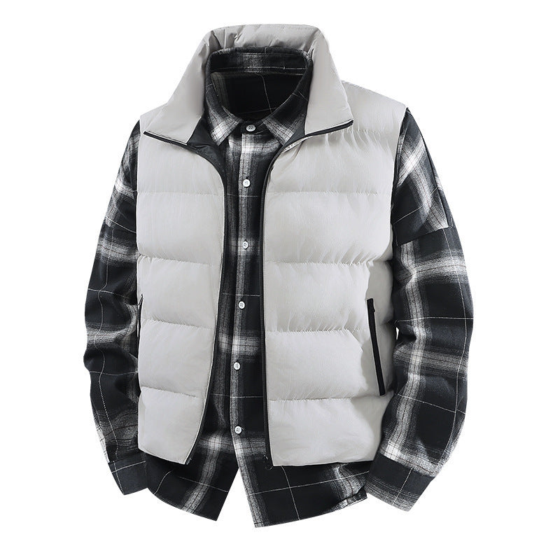 Men's Plus Size Loose Leisure Warm Stand Collar Vest Coat