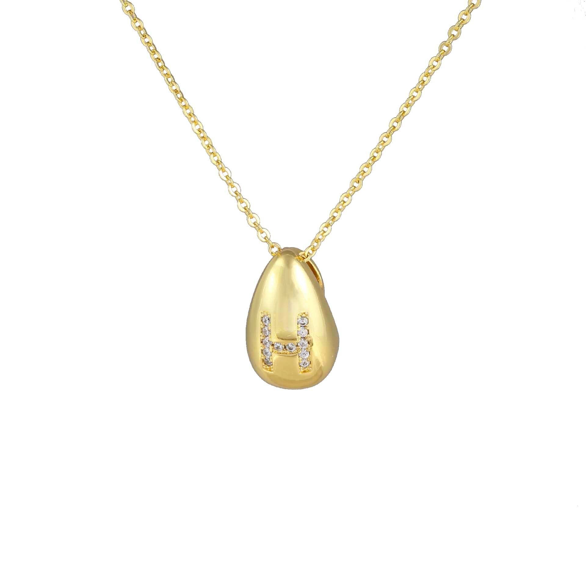 Glossy Water Drop 26 English Letter Pendant Copper-plated Gold Simple Pendant Female