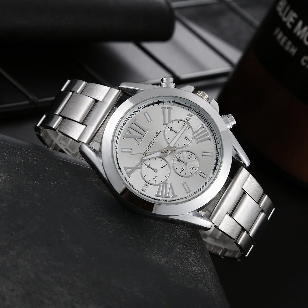 New Fashion Steel Band Men's Quartz Hand Watch