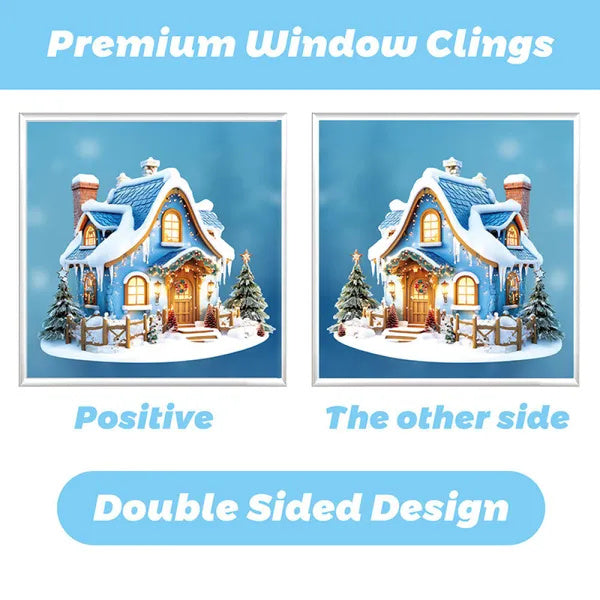 9 Sheets Christmas Window Clings Blue Theme Santa Claus Reindeer Snowman Snowflake Pattern Window Decal Reusable Double Sided Static Stickers For Holiday Winter Xmas Party Decoration