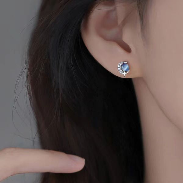 Starry Sky Women's Mini Blue Zircon Earrings-Stylish And Elegant, It's The Perfect Birthday Gift For Your Girlfriend Or Girlfriend-Selling On Temu Is Prohibited