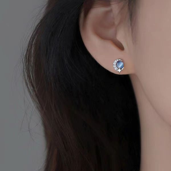 Starry Sky Women's Mini Blue Zircon Earrings-Stylish And Elegant, It's The Perfect Birthday Gift For Your Girlfriend Or Girlfriend-Selling On Temu Is Prohibited
