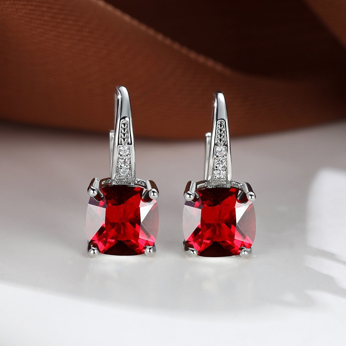 Square Zircon Inlaid Ear Hook Korean Style Fashion All-matching