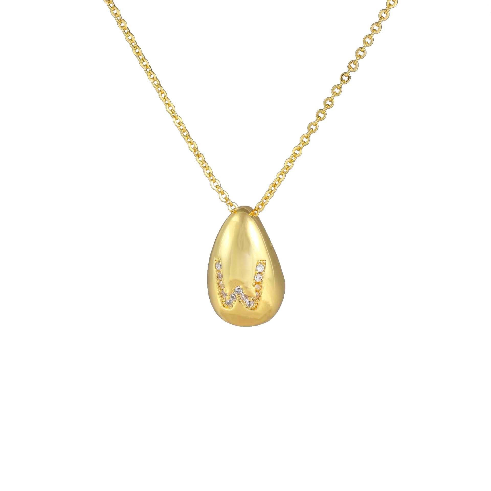 Glossy Water Drop 26 English Letter Pendant Copper-plated Gold Simple Pendant Female