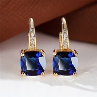Square Zircon Inlaid Ear Hook Korean Style Fashion All-matching