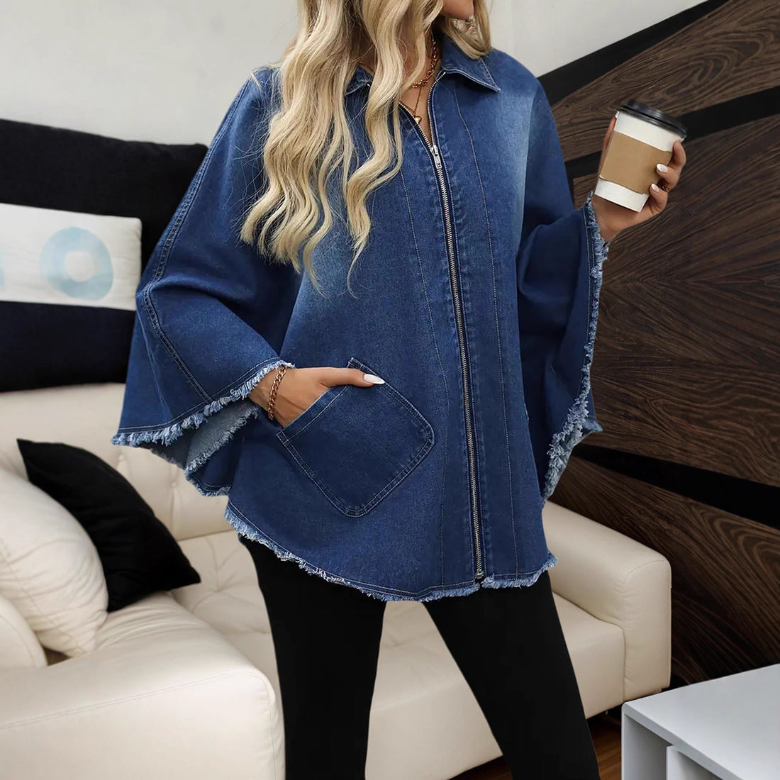 Fashion Loose Lapels Batwing-sleeved Jacket Coat