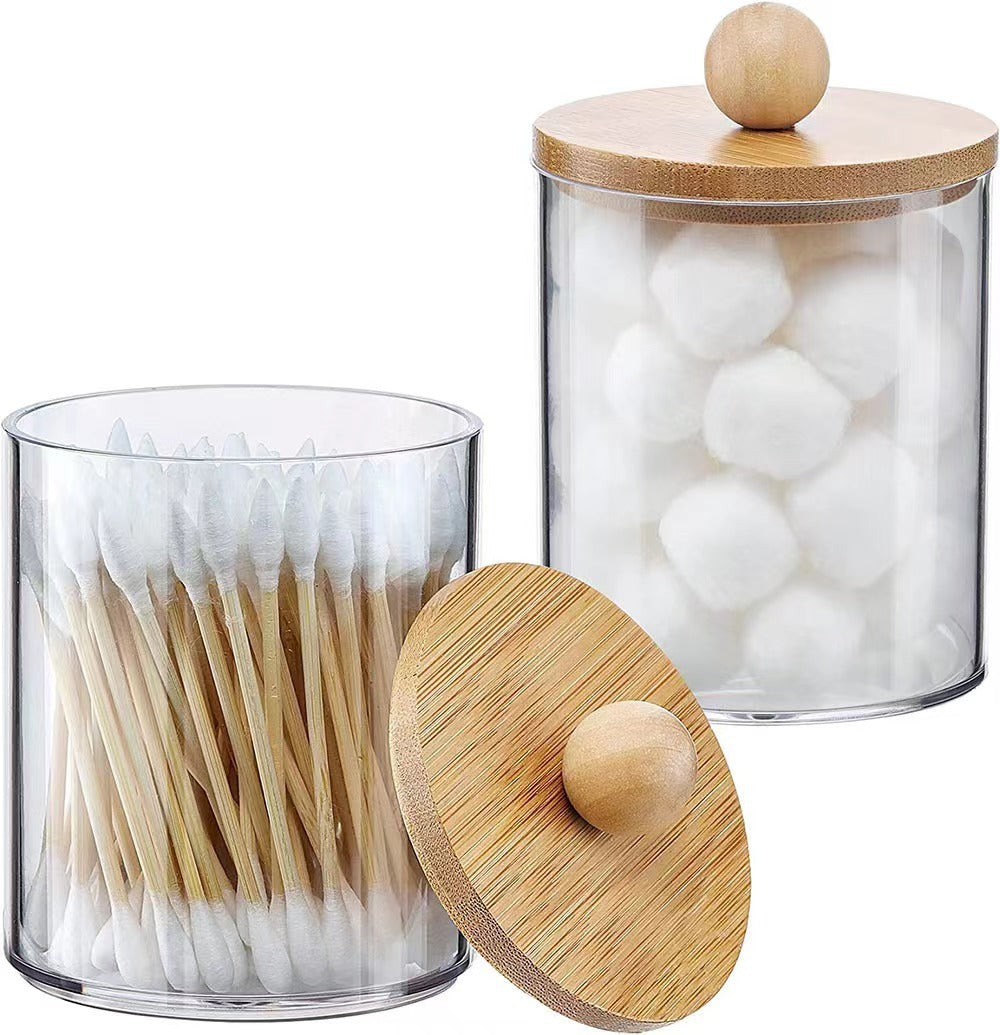 Cotton Swab Storage Box Acrylic Portable Round Container