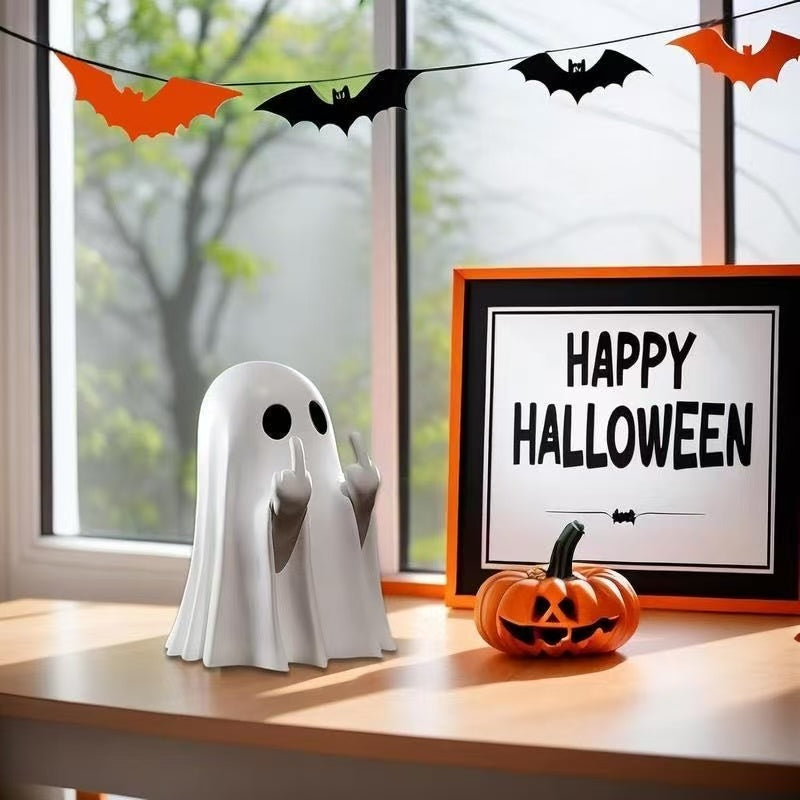 Ghost Design Ornament, Cute Ghost Decoration, Spooky Resin Sculpture, Halloween Decoration For Indoor And Porch Decor