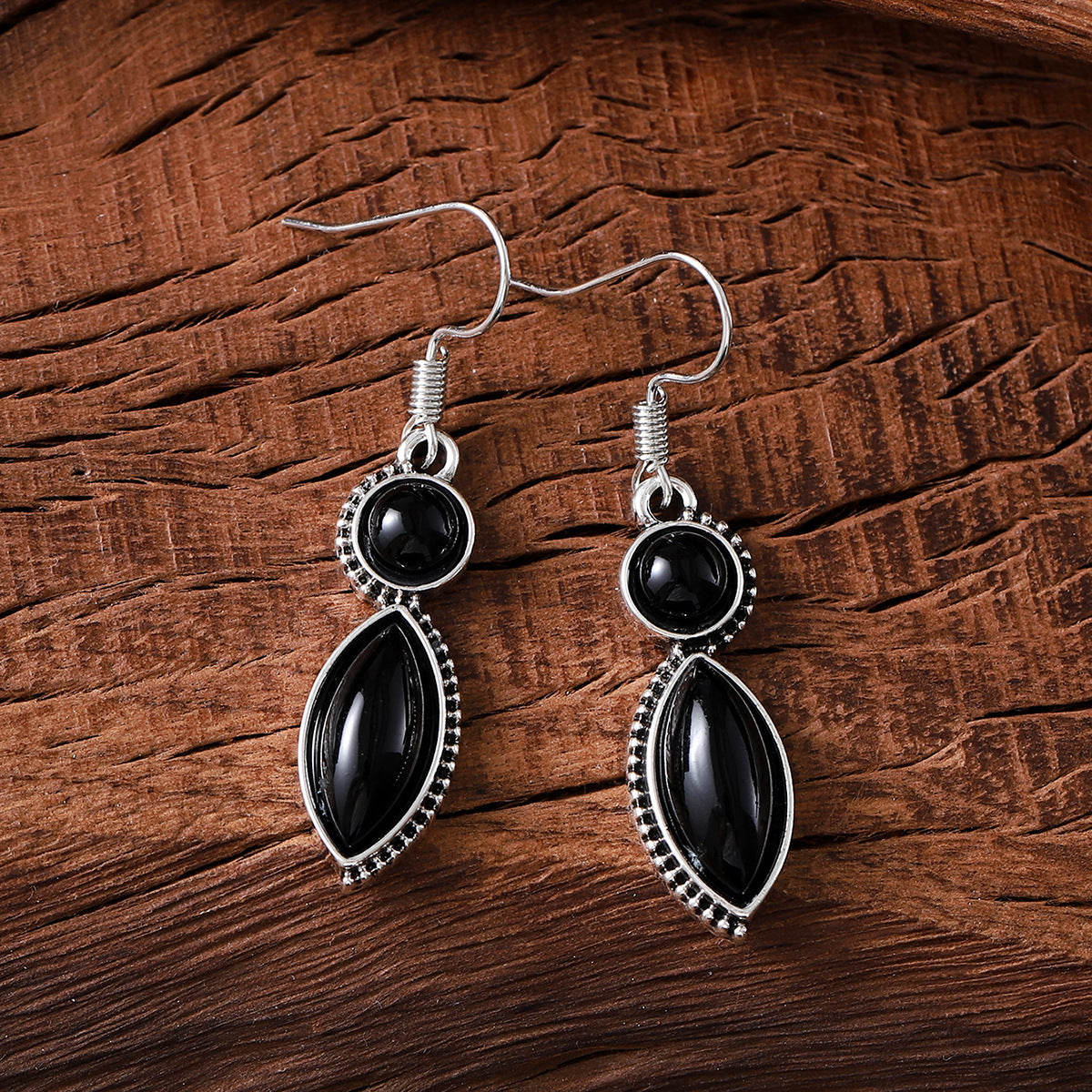 Vintage Gemstone Pendant Earrings Bohemian Niche