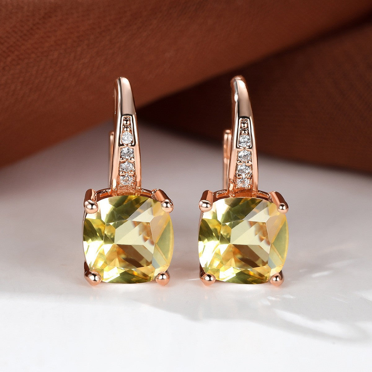 Square Zircon Inlaid Ear Hook Korean Style Fashion All-matching